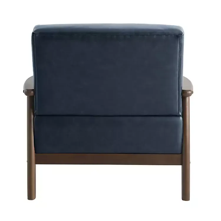 Kirklands Home Accent Chairs|Navy Faux Leather Ambon Accent Chair Blue
