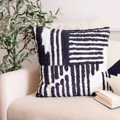 Online Navy Geometric Shag Throw Pillow Pillows