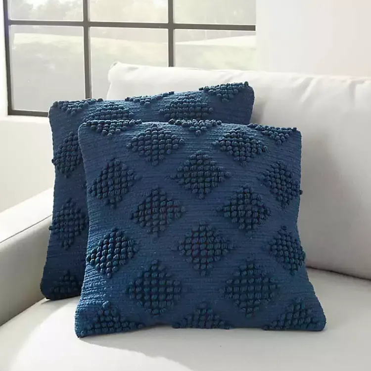 Outlet Navy Knotted Diamond Throw Pillows, Set of 2 Pillows