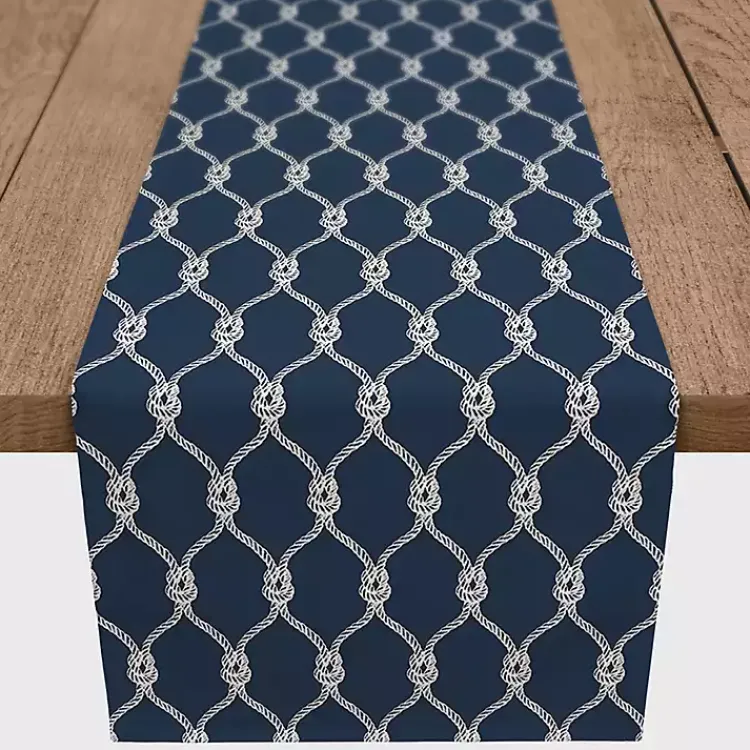 Kirklands Home Table Linens|Navy Nautical Knots Table Runner, 72 in. Blue