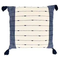 New Navy Blue Stripe Tassel Throw Pillow Pillows