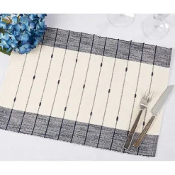 Kirklands Home Table Linens|Navy Blue Thin Stripes Placemats, Set of 4