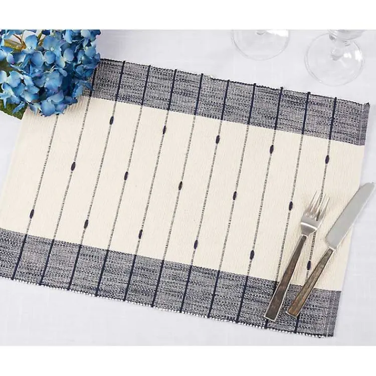 Kirklands Home Table Linens|Navy Blue Thin Stripes Placemats, Set of 4