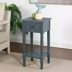Kirklands Home Accent & End Tables|Navy Wood Square Hampton Accent Table Blue