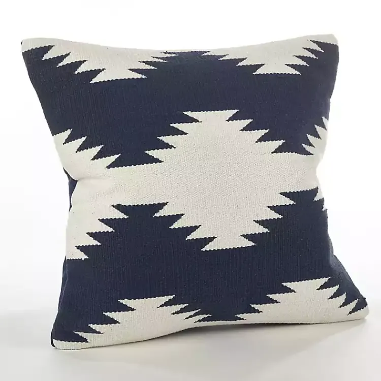 Navy Blue Wool Kilim Outdoor Pillow Pillows