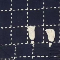 Online Navy Woven Checkered Throw Blankets & Throws