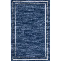 Kirklands Home Outdoor Rugs|Navy Bordered Indoor/Outdoor Area Rug, 3x5
