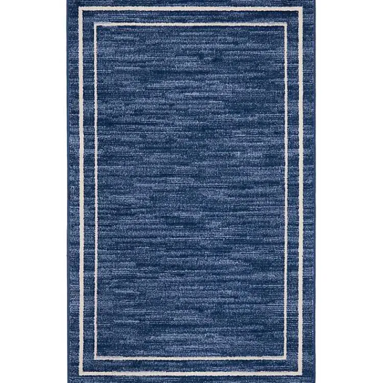 Kirklands Home Outdoor Rugs|Navy Bordered Indoor/Outdoor Area Rug, 3x5