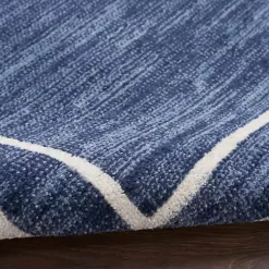 Kirklands Home Outdoor Rugs|Navy Bordered Indoor/Outdoor Area Rug, 3x5