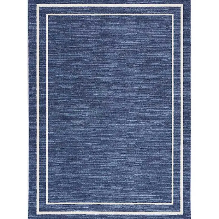 Kirklands Home Outdoor Rugs|Navy Bordered Indoor/Outdoor Area Rug, 5x7