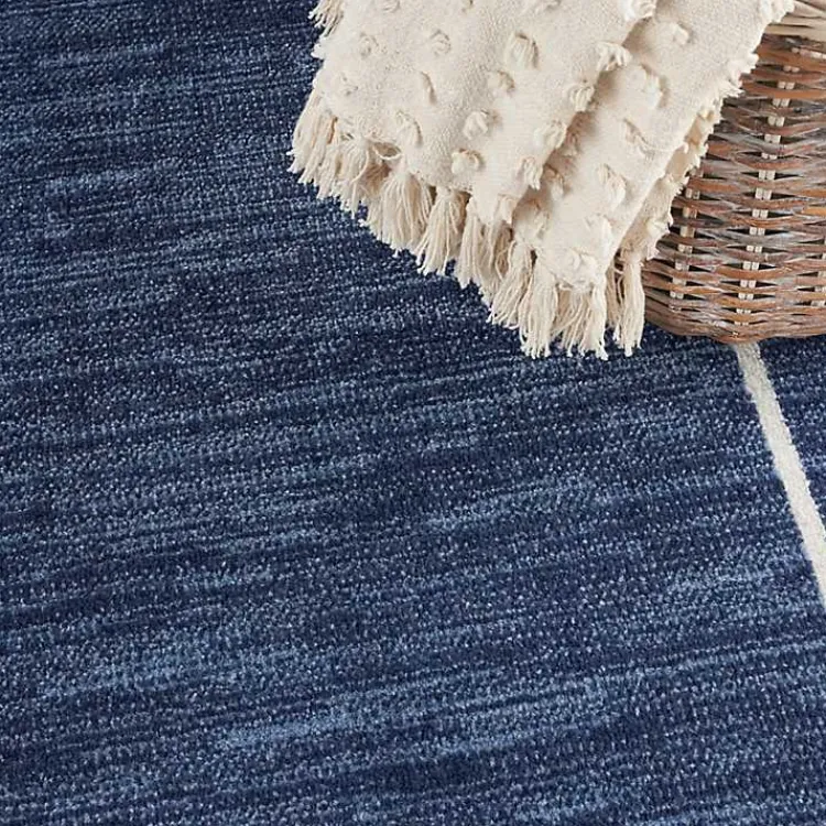 Kirklands Home Outdoor Rugs|Navy Bordered Indoor/Outdoor Area Rug, 5x7