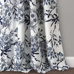 Kirklands Home Curtains & Drapes|Navy Botanical Garden Curtain Panel Set, 95 in. Blue