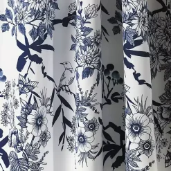 Kirklands Home Curtains & Drapes|Navy Botanical Garden Curtain Panel Set, 95 in. Blue