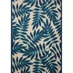 Kirklands Home Outdoor Rugs|Navy Botanical Leaves Outdoor Area Rug, 9x13