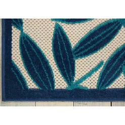 Kirklands Home Outdoor Rugs|Navy Botanical Leaves Outdoor Area Rug, 9x13