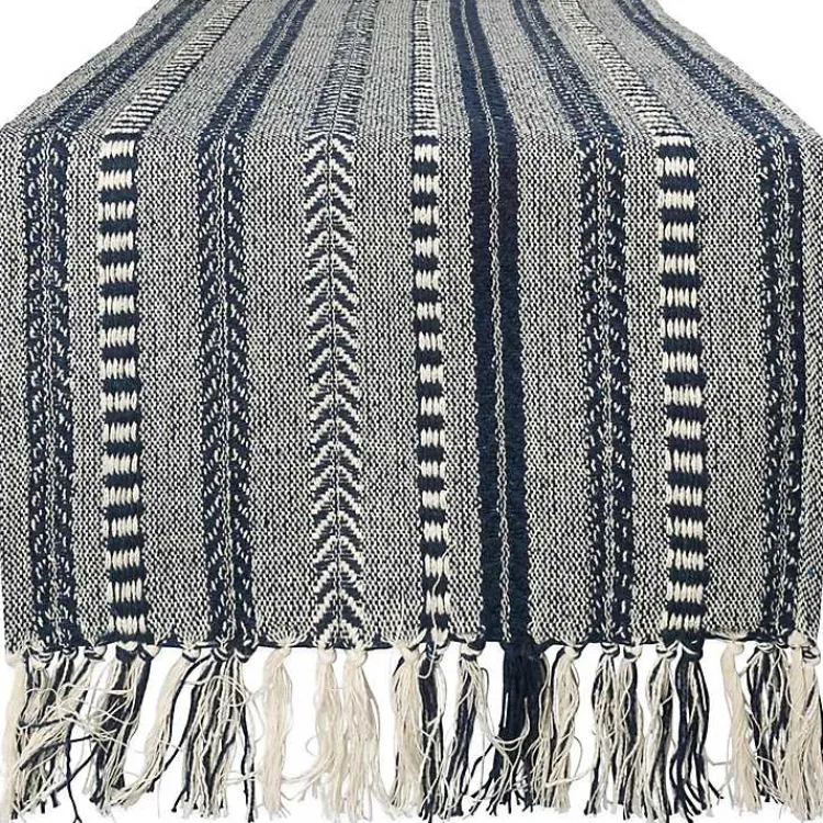 Kirklands Home Table Linens|Navy Braided Stripe Table Runner, 72 in. Blue
