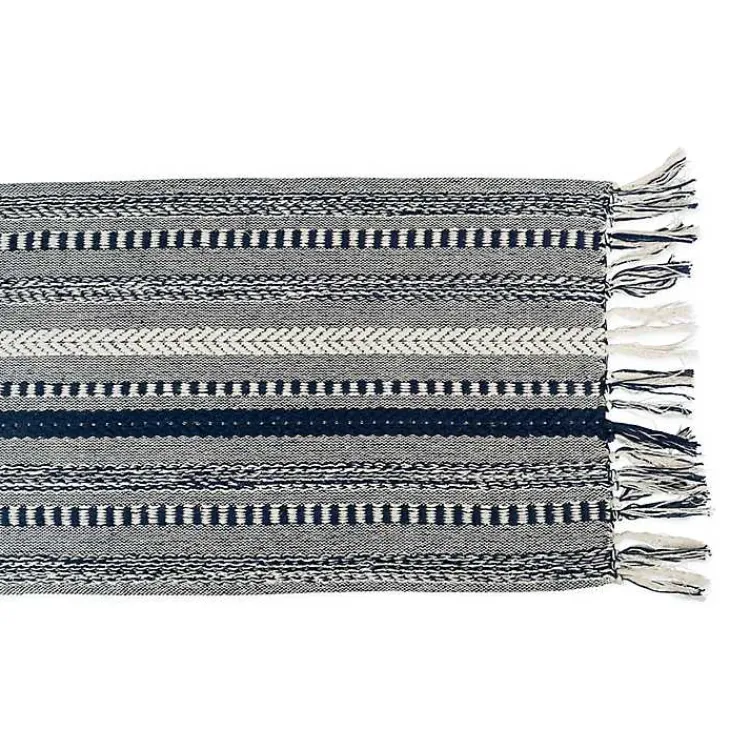 Kirklands Home Table Linens|Navy Braided Stripe Table Runner, 72 in. Blue