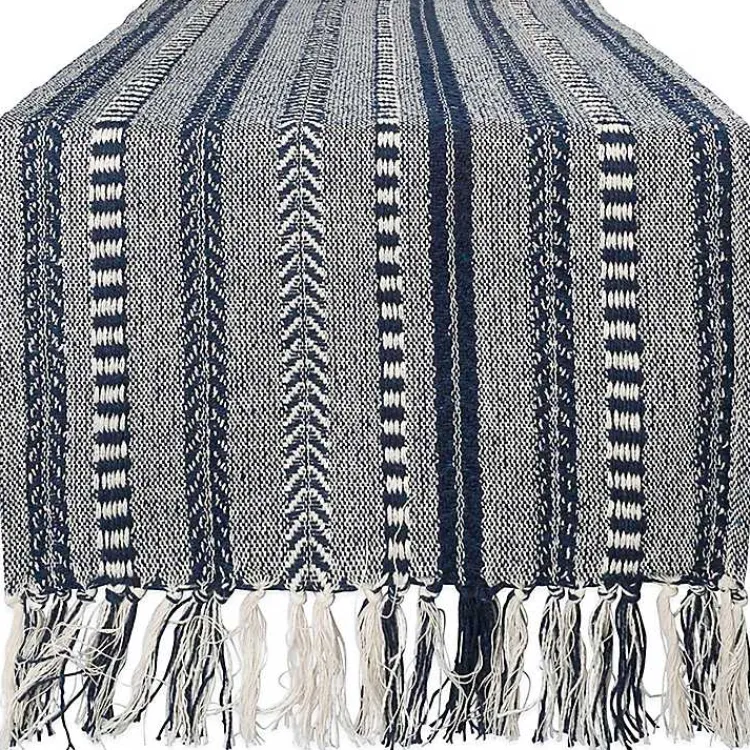 Kirklands Home Table Linens|Navy Braided Stripe Table Runner, 108 in. Blue
