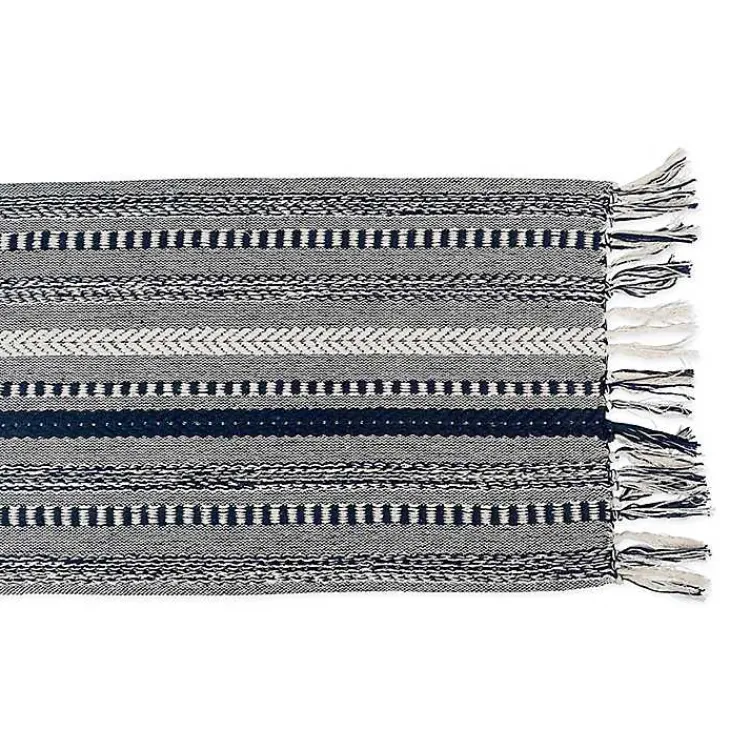 Kirklands Home Table Linens|Navy Braided Stripe Table Runner, 108 in. Blue
