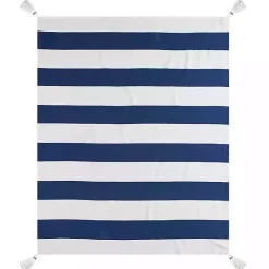 Outlet Navy Cabana Stripe Tassel Throw Blankets & Throws