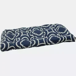Kirklands Home Outdoor Cushions & Pillows|Navy Carmody Outdoor Settee Cushion