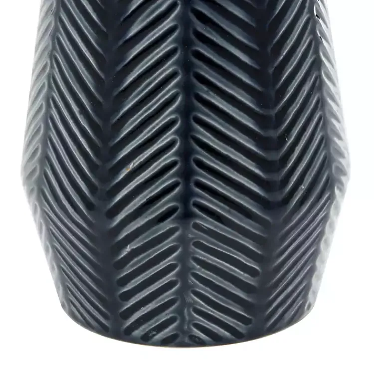 Best Navy Carved Chevron Ceramic Vases, Set of 2 Vases
