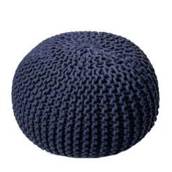 Outlet Navy Chain Knitted Round Pouf Poufs & Floor Cushions