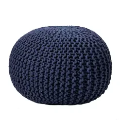 Outlet Navy Chain Knitted Round Pouf Poufs & Floor Cushions