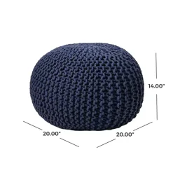 Outlet Navy Chain Knitted Round Pouf Poufs & Floor Cushions