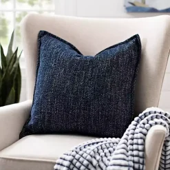 New Navy Chenille Texture Flange Pillow, 22 in. Pillows