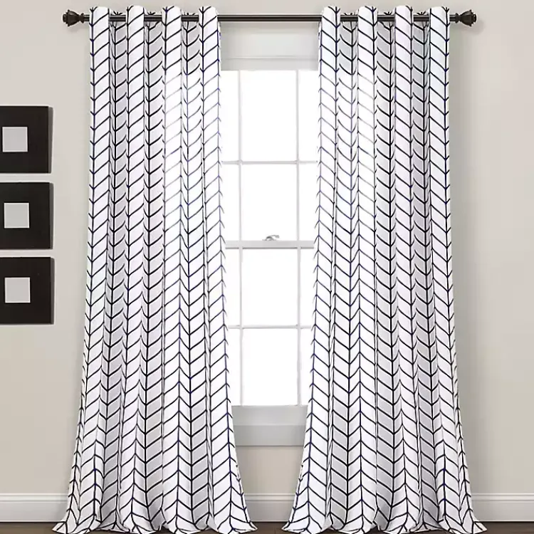 Kirklands Home Curtains & Drapes|Navy Chevron 2-pc. Panel Curtain Set, 84 in.
