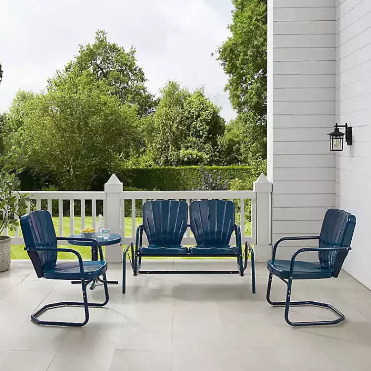Kirklands Home Outdoor Sets|Navy Clamshell 4-pc. Outdoor Furniture Set Blue