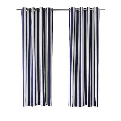 Kirklands Home Outdoor Curtains|Navy Coastal Stripe Outdoor Curtain Panel, 84 in.