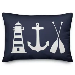 Sale Navy Coastal Symbols Pillow Pillows