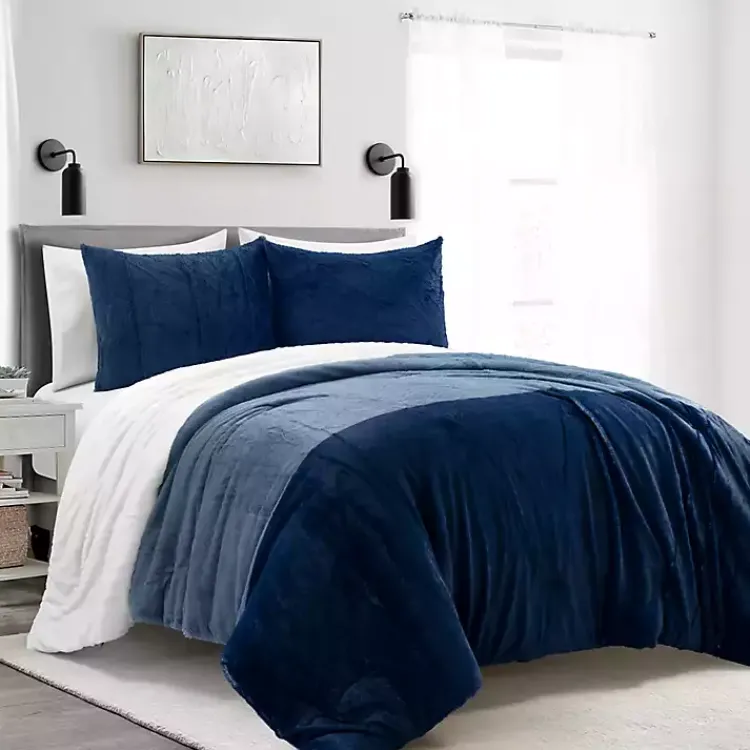 Kirklands Home Comforters|Navy Color Block 3-pc. King Comforter Set Blue