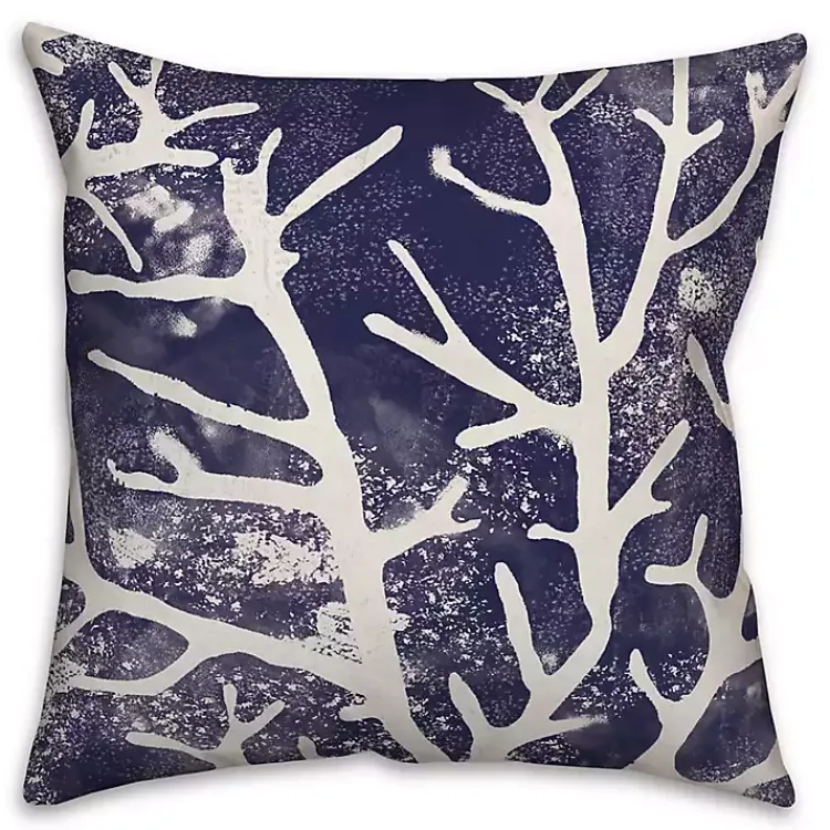 Kirklands Home Outdoor Cushions & Pillows|Navy Coral Outdoor Pillow