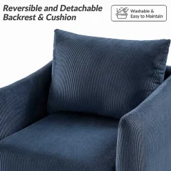 Kirklands Home Accent Chairs|Navy Corduroy Swivel Accent Chair Blue