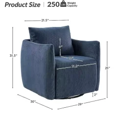 Kirklands Home Accent Chairs|Navy Corduroy Swivel Accent Chair Blue