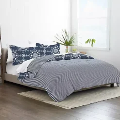 Kirklands Home Comforters|Navy Daisy Medallion Queen 3-pc. Comforter Set Blue