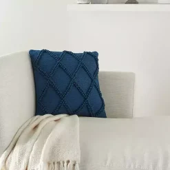 Online Navy Diamond Lattice Throw Pillow Pillows