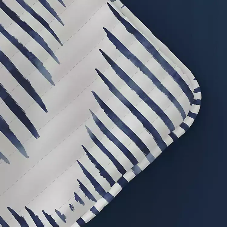 Kirklands Home Quilts|Navy Diamond Line Reversible 3-pc. Queen Quilt Set