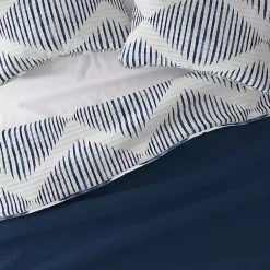 Kirklands Home Quilts|Navy Diamond Line Reversible 3-pc. Queen Quilt Set