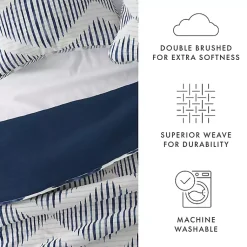 Kirklands Home Quilts|Navy Diamond Line Reversible 3-pc. Queen Quilt Set