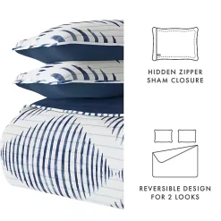 Kirklands Home Quilts|Navy Diamond Line Reversible 3-pc. Queen Quilt Set