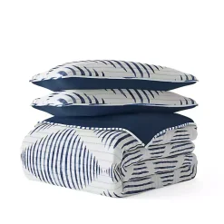 Kirklands Home Quilts|Navy Diamond Line Reversible 3-pc. King Quilt Set