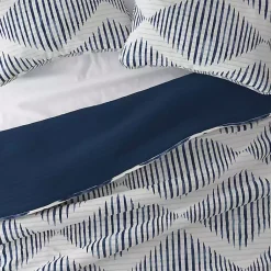 Kirklands Home Quilts|Navy Diamond Line Reversible 3-pc. King Quilt Set