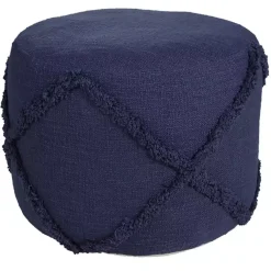 Discount Navy Diamond Tufted Pouf Poufs & Floor Cushions