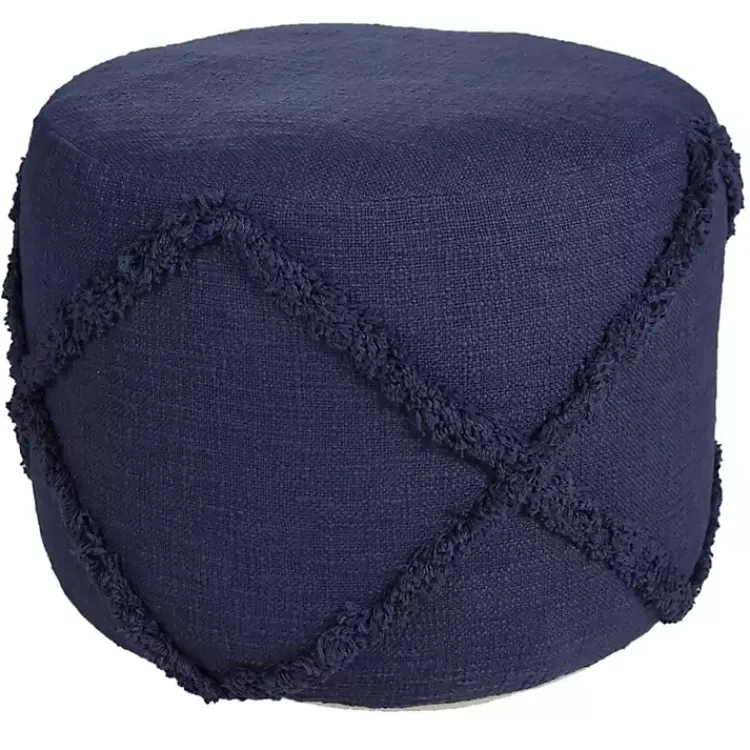 Discount Navy Diamond Tufted Pouf Poufs & Floor Cushions