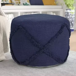 Discount Navy Diamond Tufted Pouf Poufs & Floor Cushions