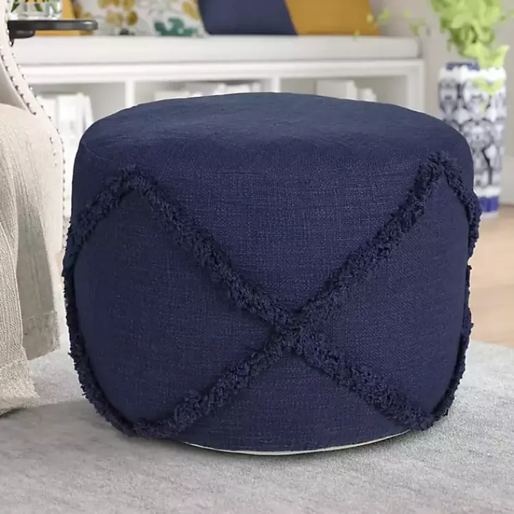 Discount Navy Diamond Tufted Pouf Poufs & Floor Cushions